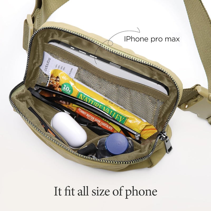 ODODOS Unisex Mini Belt Bag with Adjustable Strap Small Fanny Pack for Workout Running Traveling Hiking, Khaki Green - Image 2